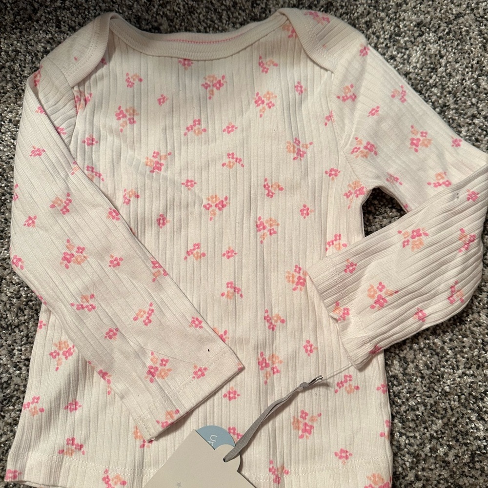 Cat and Jack Pink Floral Ribbed pajamas cloud island